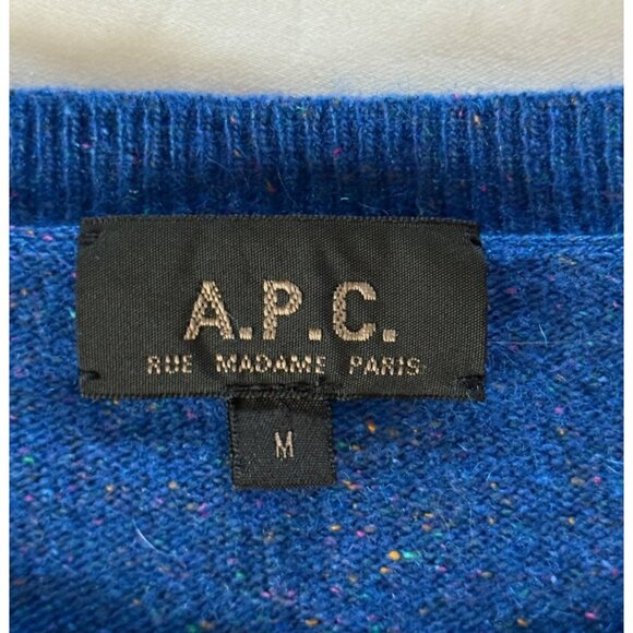 A.P.C. Women's Crewneck Pullover Sweater Blue Speckled - Picture 7 of 11